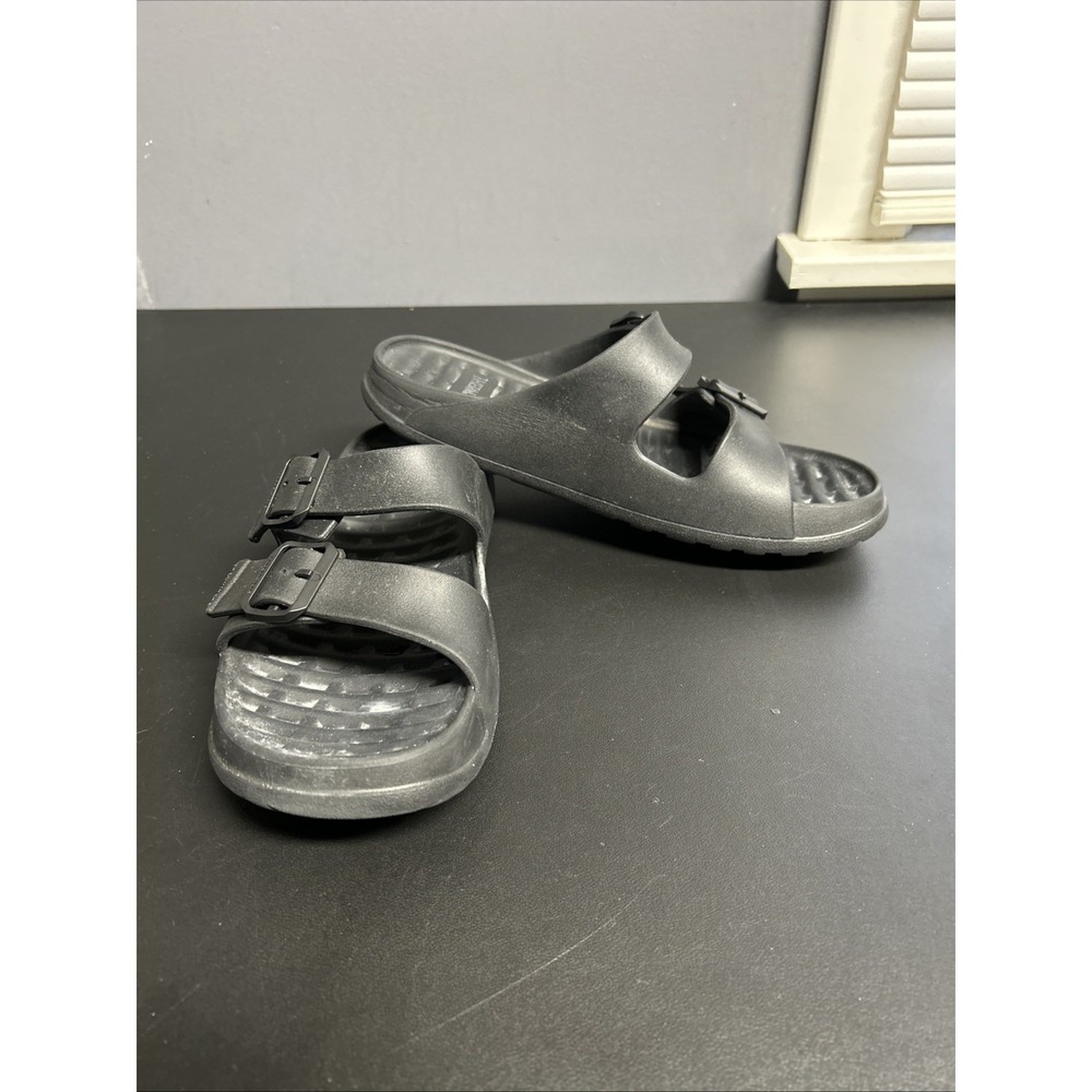 Thermarest Men's 13 Black Slide Slip On Sandals Waterproof Comfort Travel Buckle